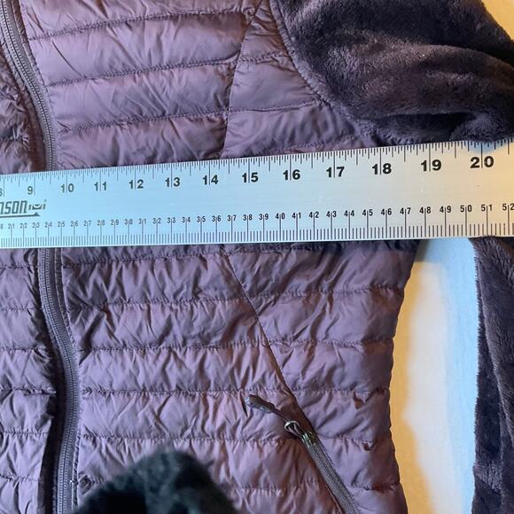 32 Degrees Heat Women Fluffy Jacket size M Faux Fur Mix Feather Stuffed Wine Red - Picture 7 of 11